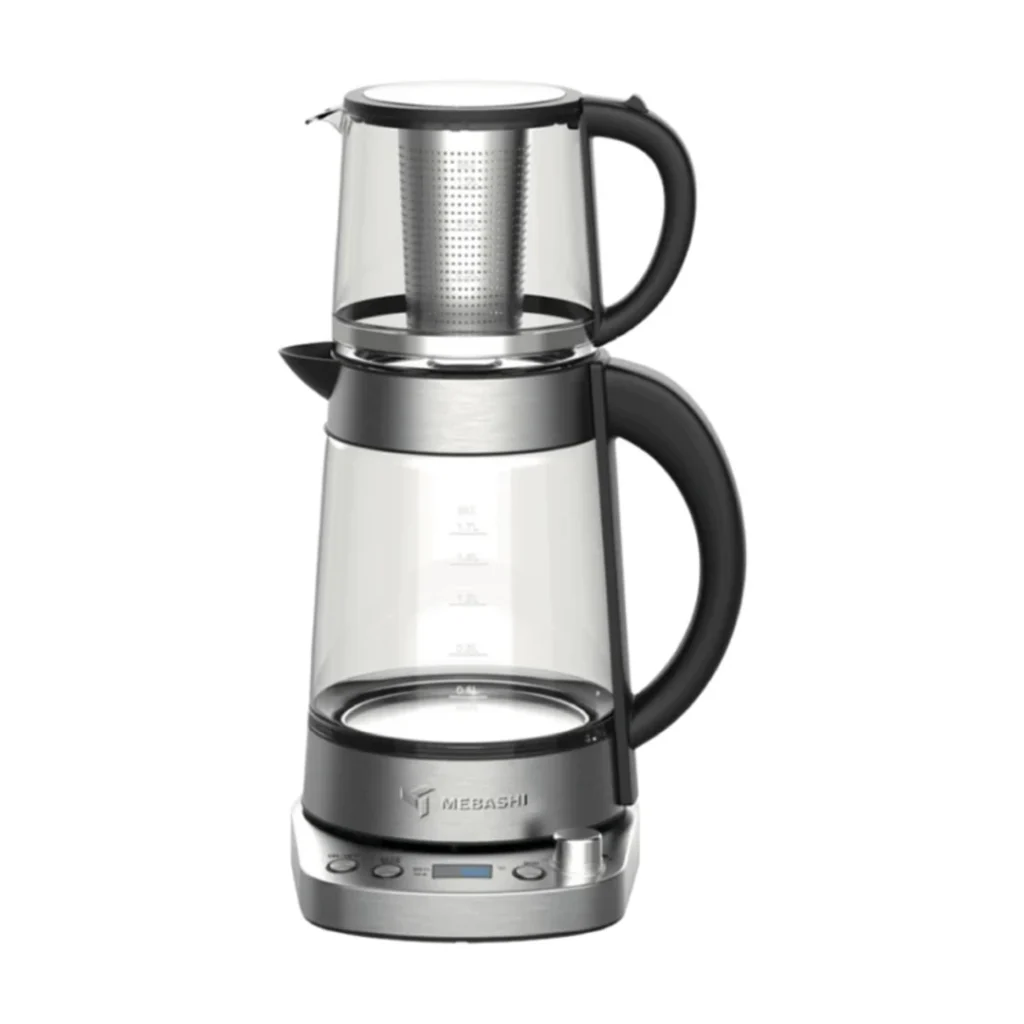 چای‌ساز مباشی مدل ME-TM307 با ظرفیت کتری 1.7 لیتر و قوری 1 لیتر