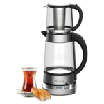 چای‌ساز مباشی مدل ME-TM307 با ظرفیت کتری 1.7 لیتر و قوری 1 لیتر
